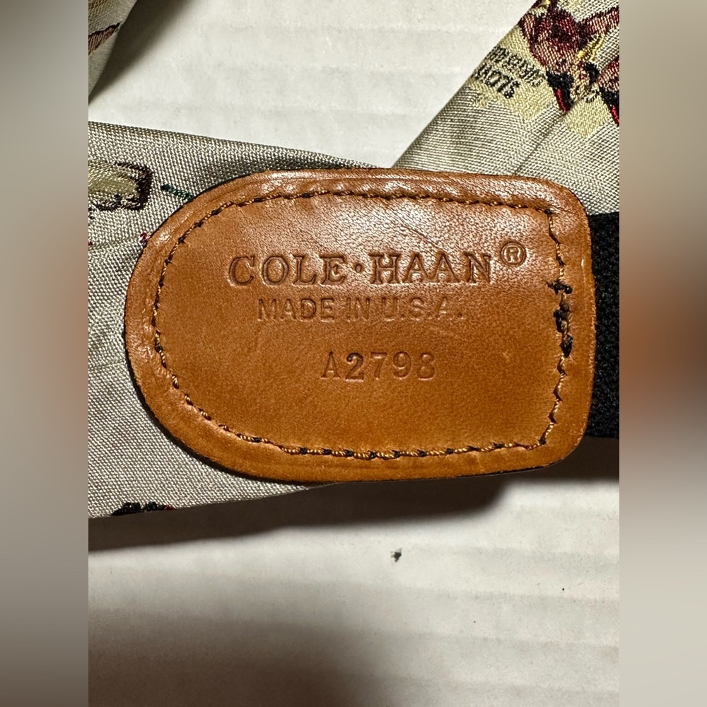 Cole Haan Suspenders Made In USA Beige Pin-up Woman Slow Curves Ahead Rare 50in. - Picture 9 of 13